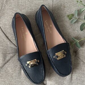 Kate Spade Black Loafers with Gold Accents